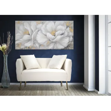 OBRAZ NA PŁÓTNIE WHITE/GOLD FLOWER 140X3,7X70 cm